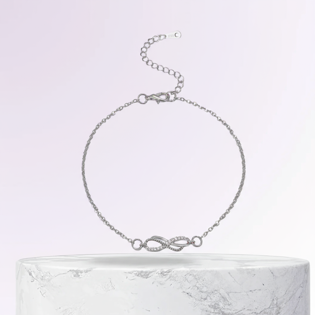 Dana | Breloque délicate infinie | Bracelet de cheville en argent