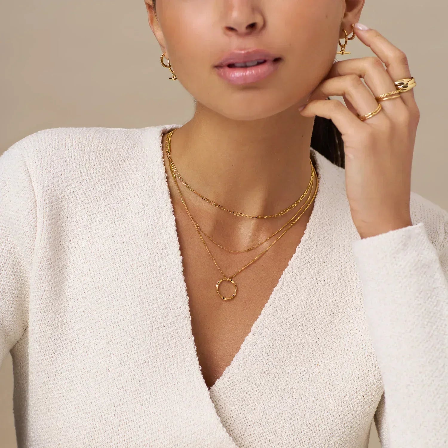 Circa™ | Gold Open Circle Three Row Necklace