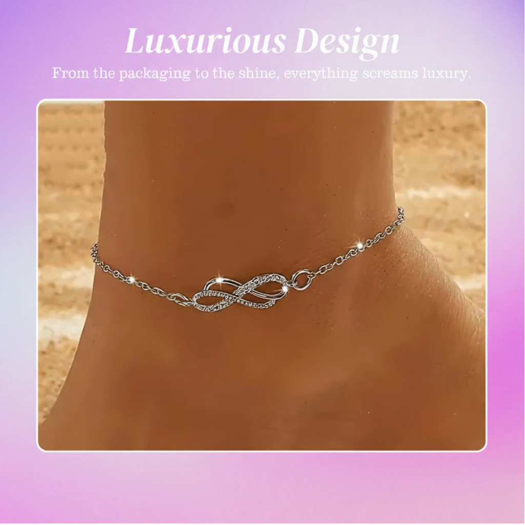 Dana | Breloque délicate infinie | Bracelet de cheville en argent